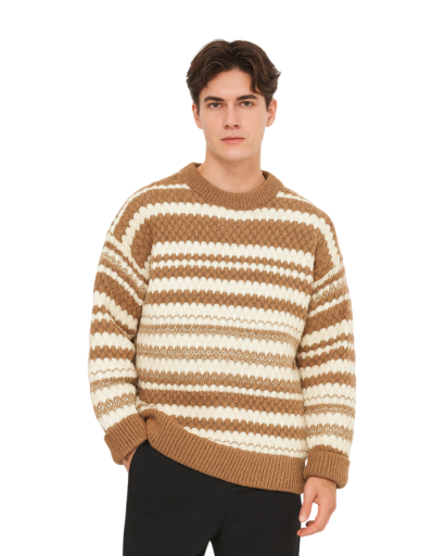 Pull Jacquard à Rayures pour Hommes – Style Rétro et Confort Moderne