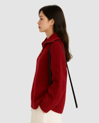 Pull à Demi-Fermeture Zippée Femme – Élégance Tricotée au Quotidien