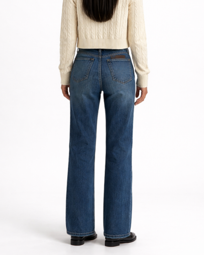 Jean femme coupe wide leg taille basse style décontracté