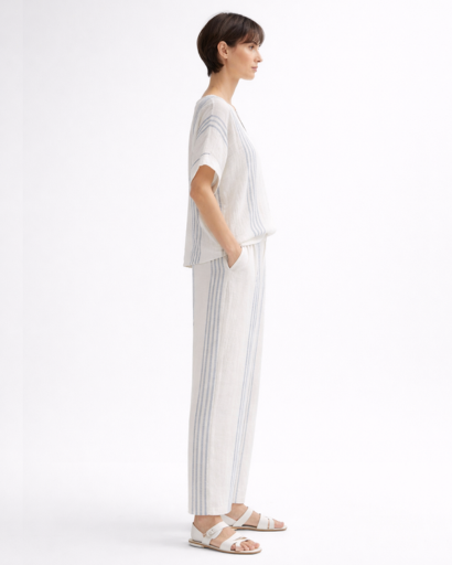 Ensemble femme fluide top ample et pantalon large à rayures