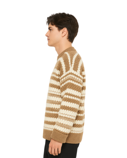 Pull Jacquard à Rayures pour Hommes – Style Rétro et Confort Moderne