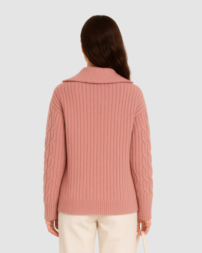 Pull à Demi-Fermeture Zippée Femme – Élégance Tricotée au Quotidien