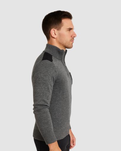 Pull à Col Zippé Homme | Design Structuré et Détails Contrastés
