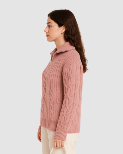 Pull à Demi-Fermeture Zippée Femme – Élégance Tricotée au Quotidien