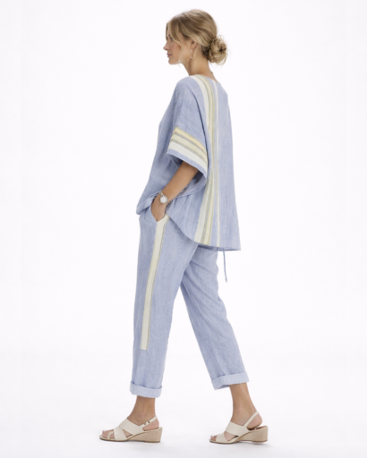 Ensemble femme fluide top ample et pantalon large à rayures