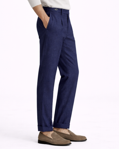 Pantalon Homme Coupe Tailleur Ajustée à Revers