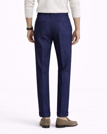 Pantalon Homme Coupe Tailleur Ajustée à Revers