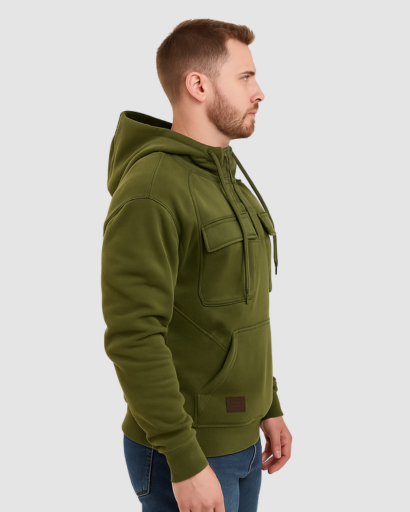 Sweat à Capuche Homme avec Poche Kangourou – Style Utilitaire