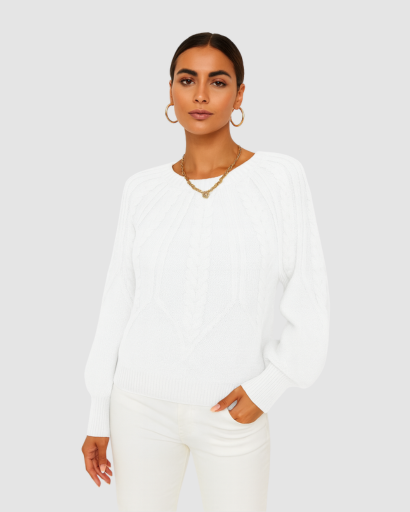 Pull Femme à Motif Câble – Élégance Décontractée et Confort Thermique