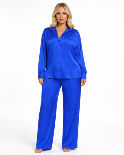 Ensemble femme chemise et pantalon fluide coupe large confortable
