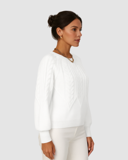 Pull Femme à Motif Câble – Élégance Décontractée et Confort Thermique