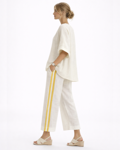 Ensemble femme fluide top ample et pantalon large à rayures