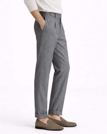 Pantalon Homme Coupe Tailleur Ajustée à Revers