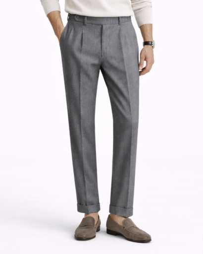 Pantalon Homme Coupe Tailleur Ajustée à Revers