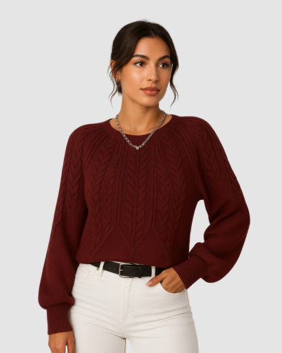 Pull Femme à Motif Câble – Élégance Décontractée et Confort Thermique