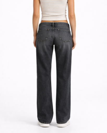 Jean femme coupe wide leg taille basse style décontracté