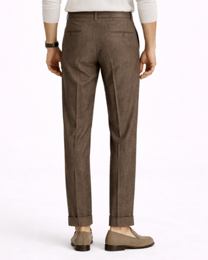 Pantalon Homme Coupe Tailleur Ajustée à Revers