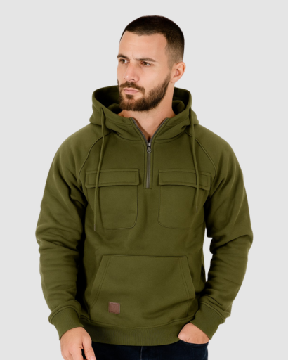 Sweat à Capuche Homme avec Poche Kangourou – Style Utilitaire