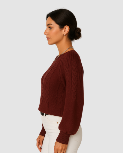 Pull Femme à Motif Câble – Élégance Décontractée et Confort Thermique