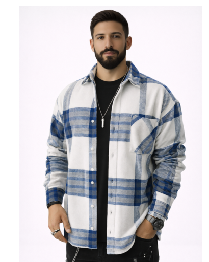 Chemise homme à carreaux coupe droite avec poche poitrine