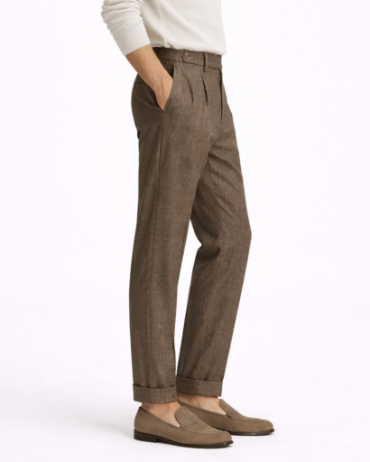 Pantalon Homme Coupe Tailleur Ajustée à Revers
