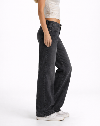 Jean femme coupe wide leg taille basse style décontracté