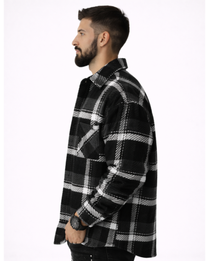 Chemise homme à carreaux coupe droite avec poche poitrine