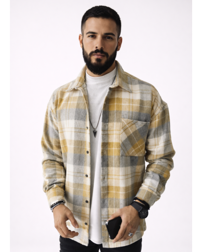 Chemise homme à carreaux coupe droite avec poche poitrine