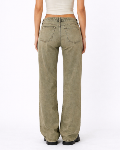 Jean femme coupe wide leg taille basse style décontracté