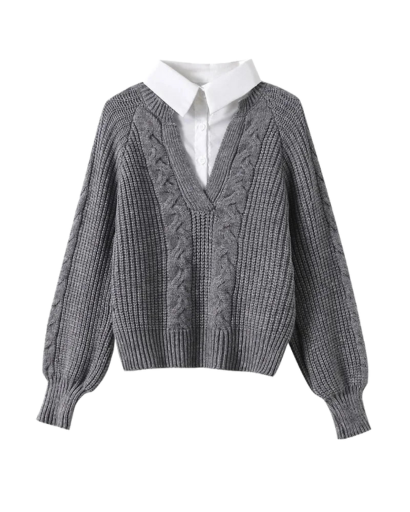 Pull Femme à Col V – Maille Torsadée & Coupe Confort