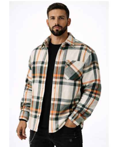Chemise homme à carreaux coupe droite avec poche poitrine