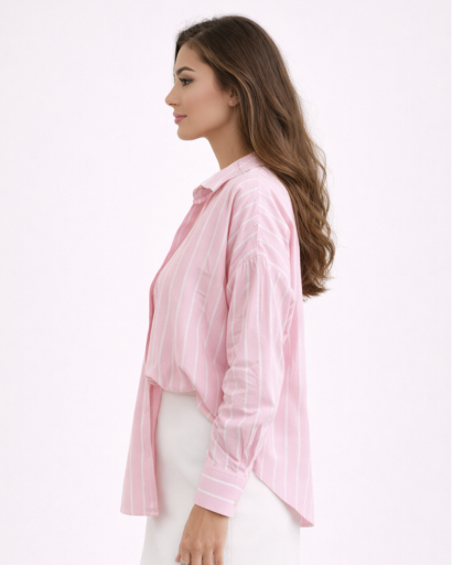 Chemise Femme Rayée Col Classique Boutonnée