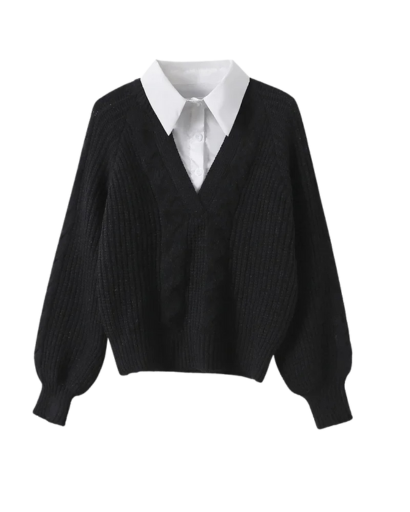 Pull Femme à Col V – Maille Torsadée & Coupe Confort