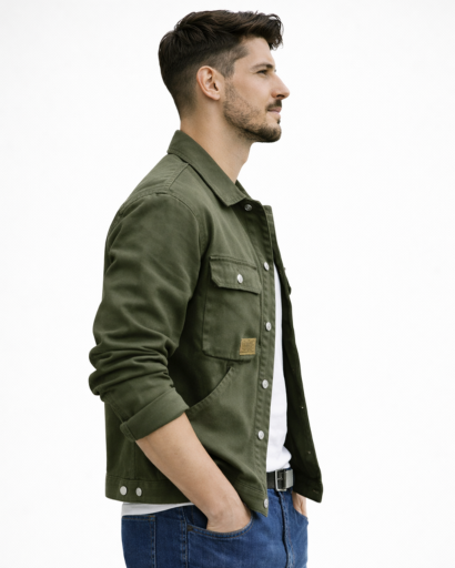 Veste surchemise homme boutonnée – poches poitrine à rabat et col chemise