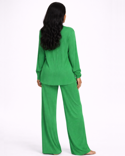 Ensemble femme chemise et pantalon fluide coupe large confortable
