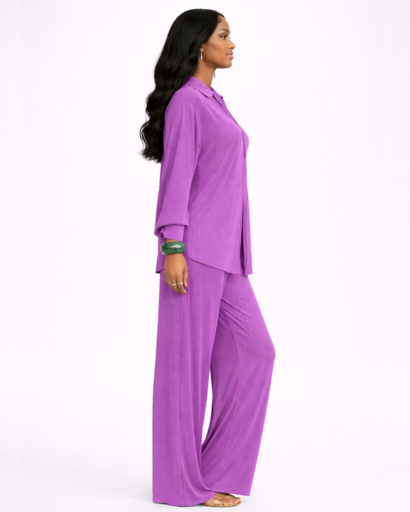 Ensemble femme chemise et pantalon fluide coupe large confortable