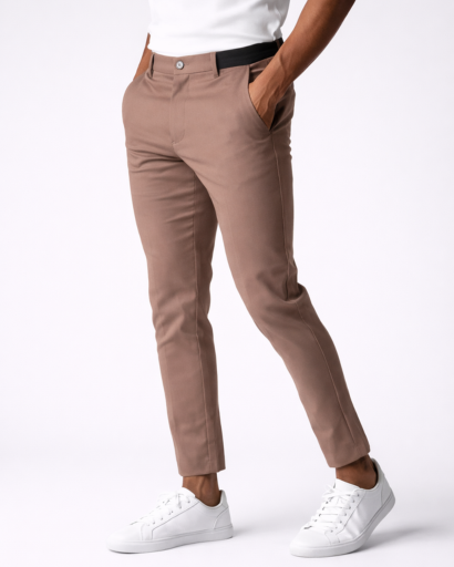 Pantalon chino slim homme – poches italiennes, passants et fermeture boutonnée
