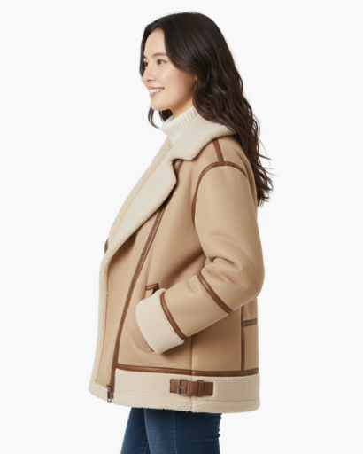 Veste Bomber Femme Suède Douce Ceinturée – Manteau Hiver Élégant Poches | Style Automne Hiver