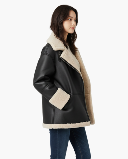 Veste d’Hiver Oversize Femme en Fourrure Douce | Style Biker Chic & Élégant