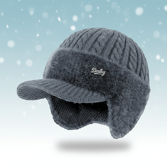 Chapka d'hiver grise avec cache-oreilles