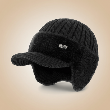Chapka d'hiver noire cache-oreilles