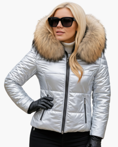 Veste d’hiver femme avec capuche en fausse fourrure