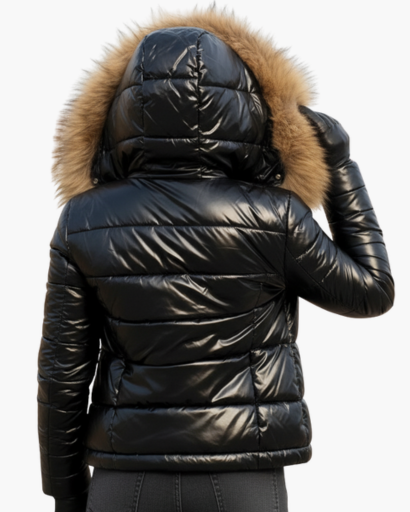 Veste d’hiver femme avec capuche en fausse fourrure