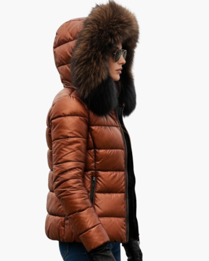 Veste d’hiver femme avec capuche en fausse fourrure
