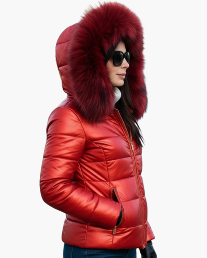 Veste d’hiver femme avec capuche en fausse fourrure