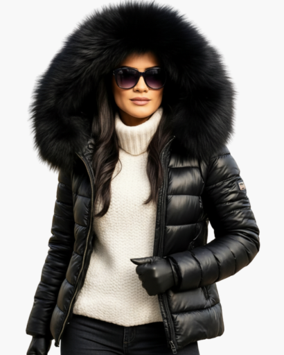 Veste d’hiver femme avec capuche en fausse fourrure