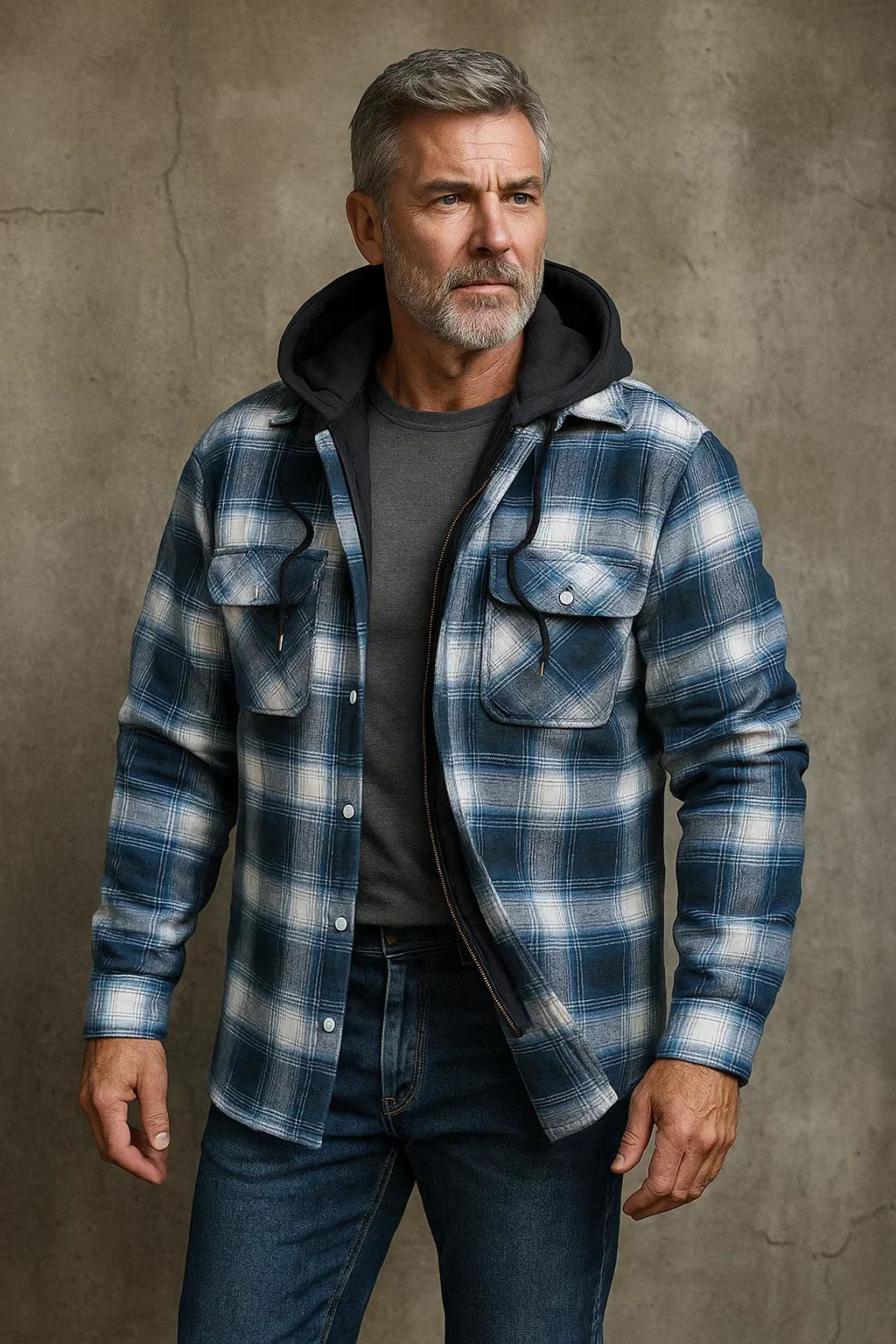 Veste en mélange de laine bleue, vue de face