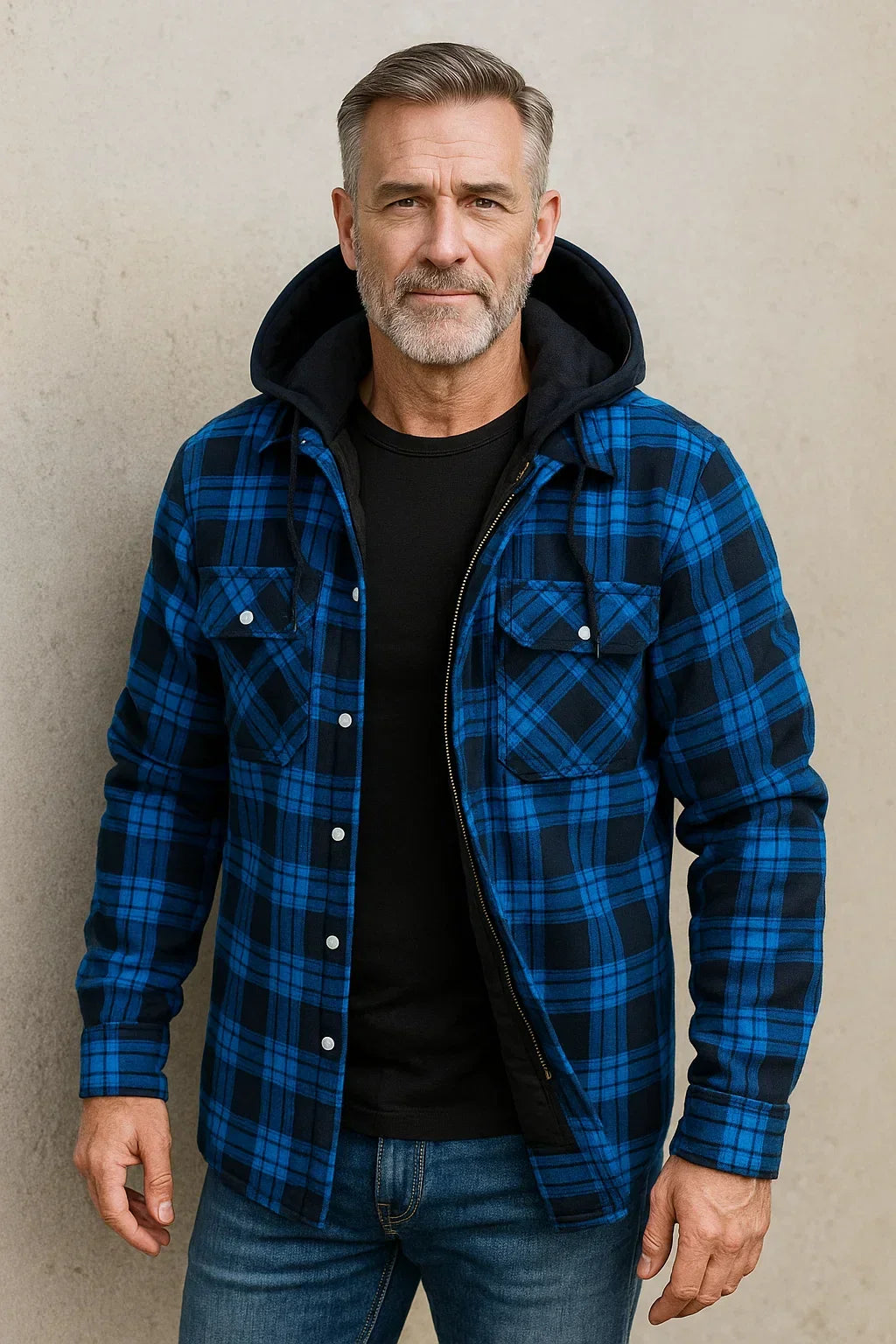 Veste en mélange de laine bleu foncé, vue de face