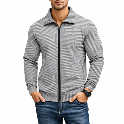 Gilet homme zippé, coloris gris clair, vue studio