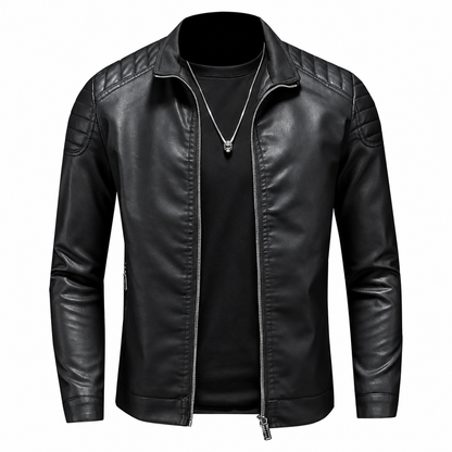 Veste similicuir femme, coloris noir, vue studio